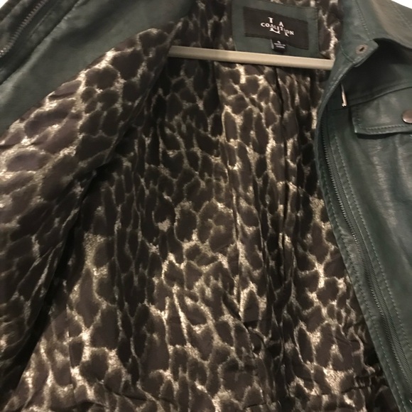 Faux leather hunter green cropped jacket - Picture 4 of 5